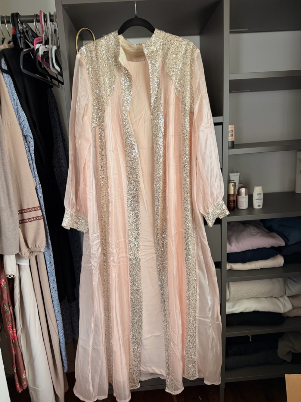 Elegant Women's Pink Sequin Long
